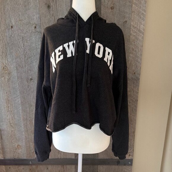 New York Crop Sweatshirt with Hood - Picture 2 of 6